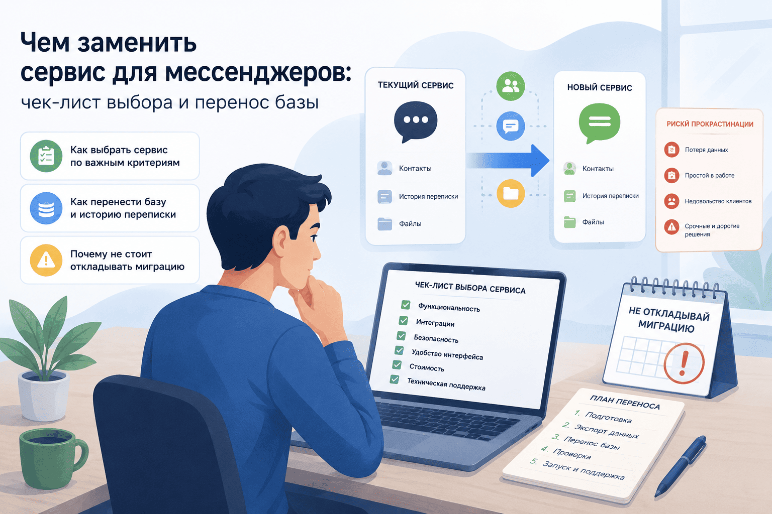 Чем заменить сервис для мессенджеров: чек-лист выбора и перенос базы